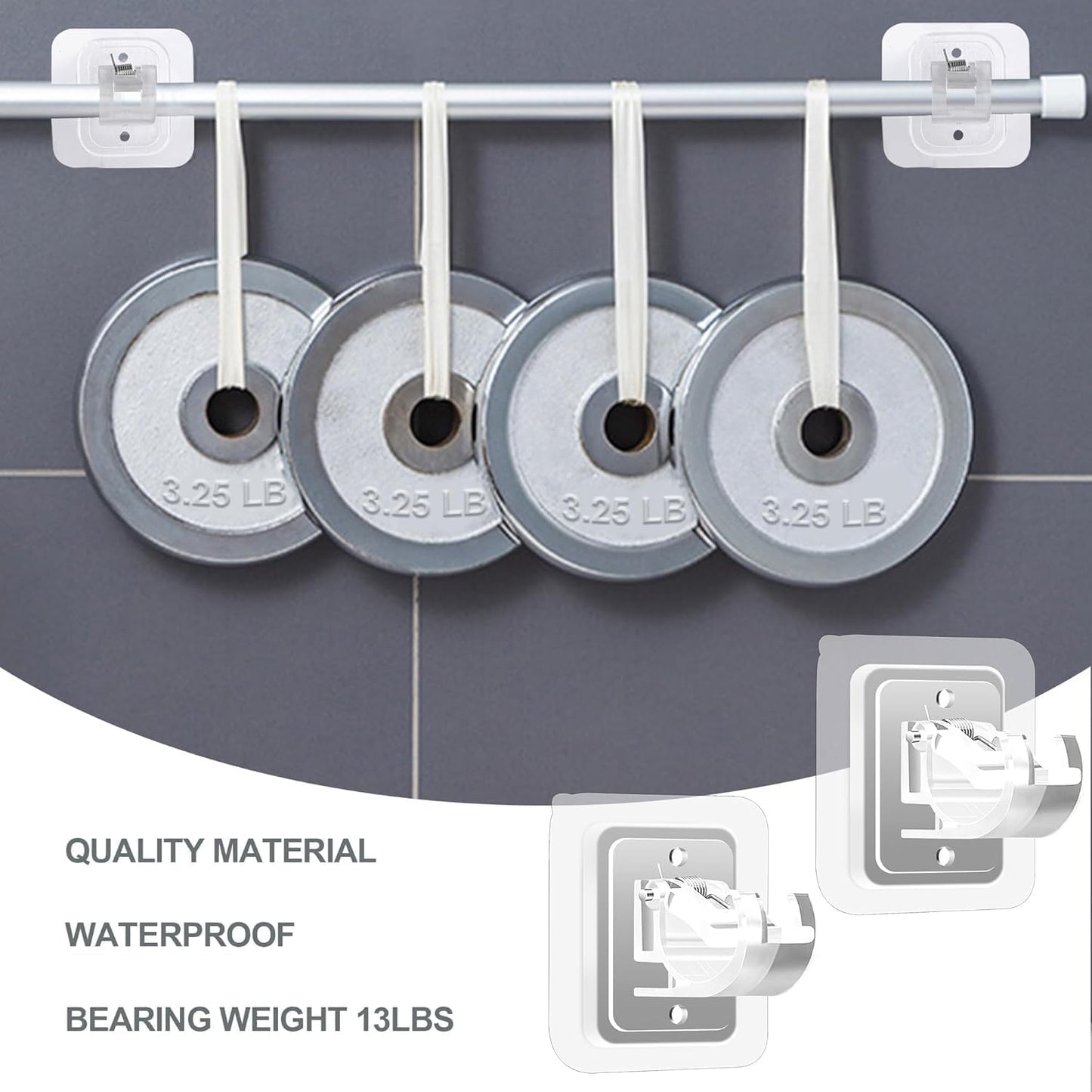 Self Adhesive Curtain Rod Holder Without Drill-(packof4)