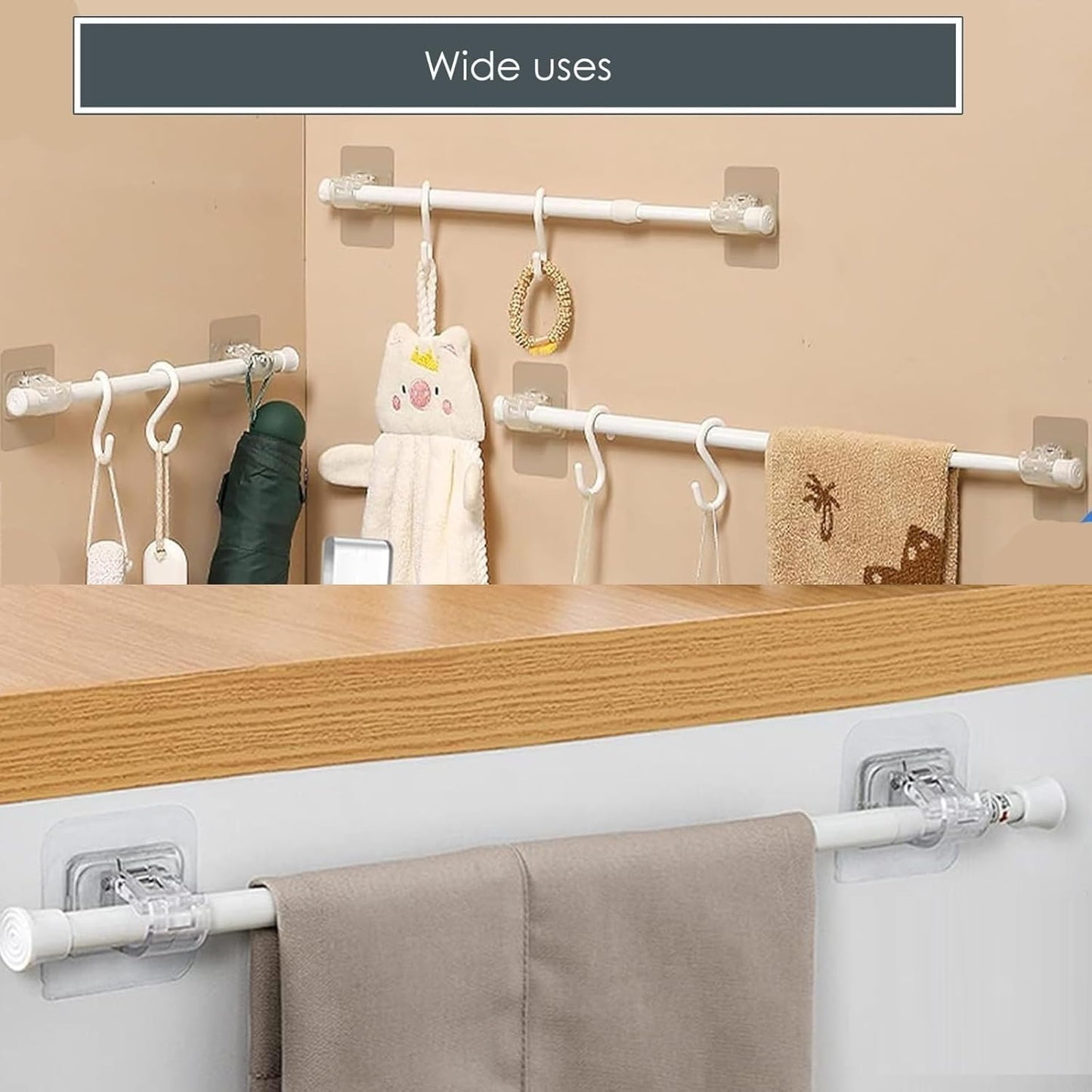 Self Adhesive Curtain Rod Holder Without Drill-(packof4)