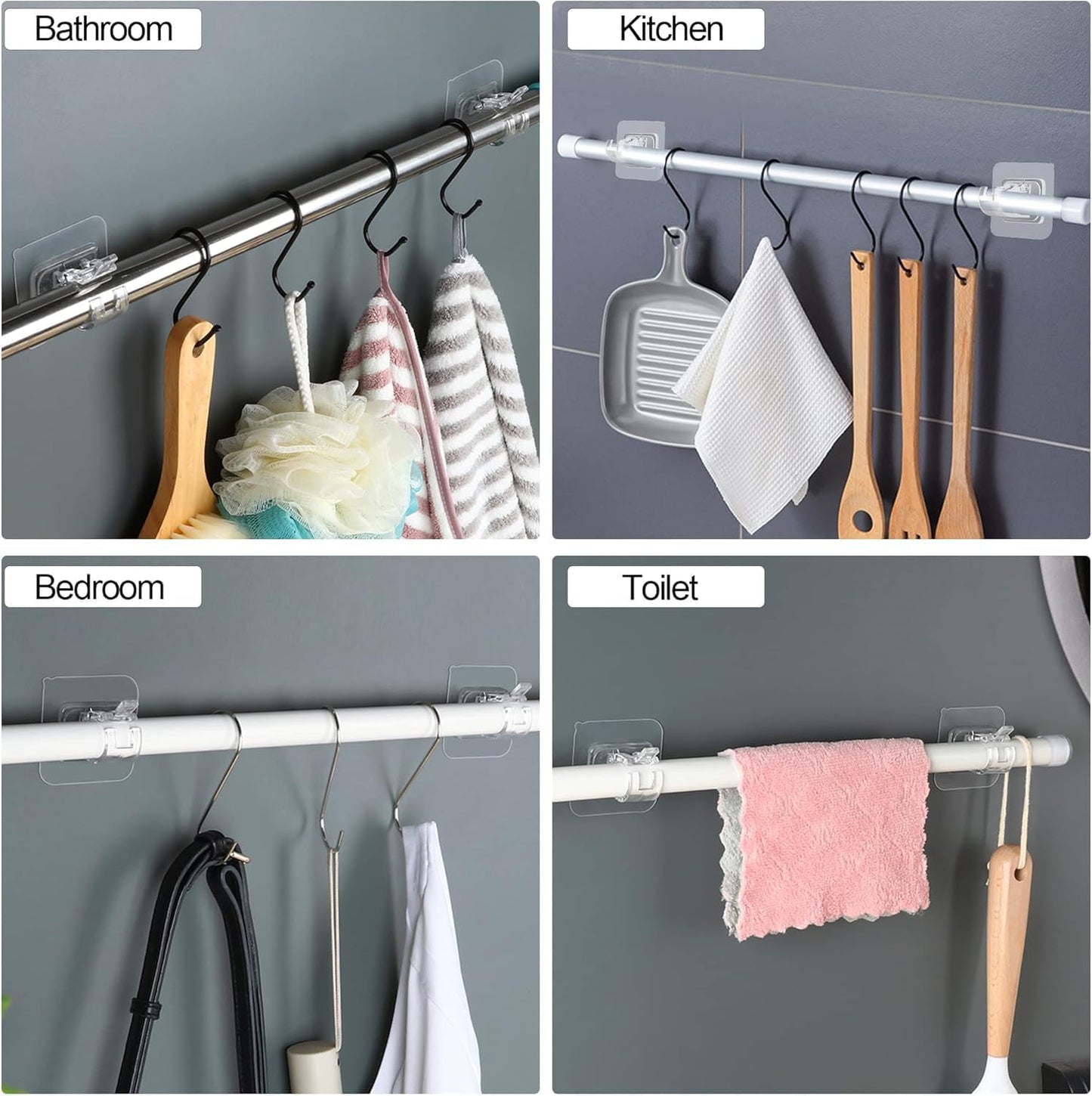 Self Adhesive Curtain Rod Holder Without Drill-(packof4)