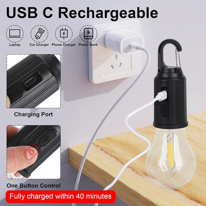 Decorative Hanging Bulb with 3 Modes Tent Lamp for Camping Pac of 2