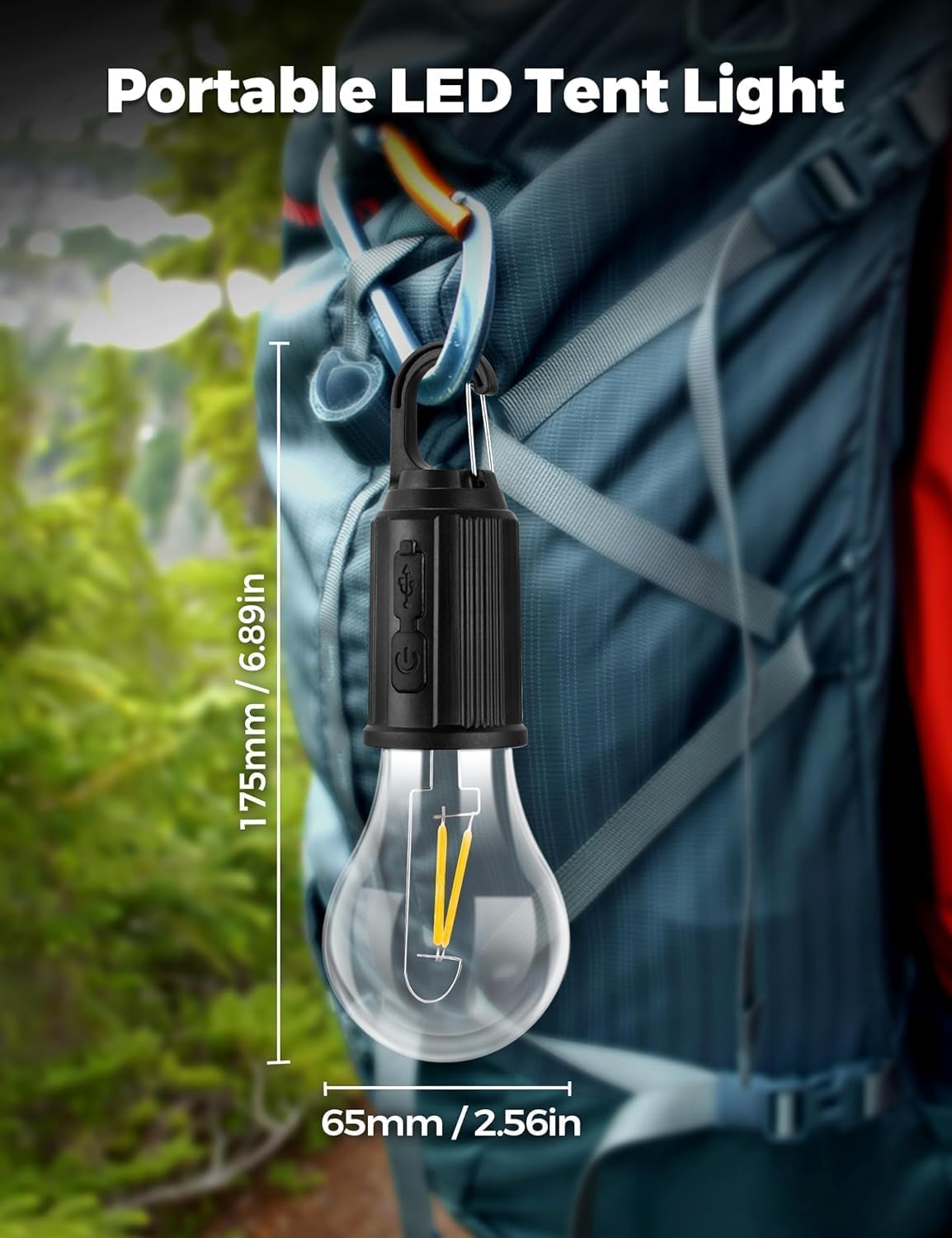 Decorative Hanging Bulb with 3 Modes Tent Lamp for Camping Pac of 2